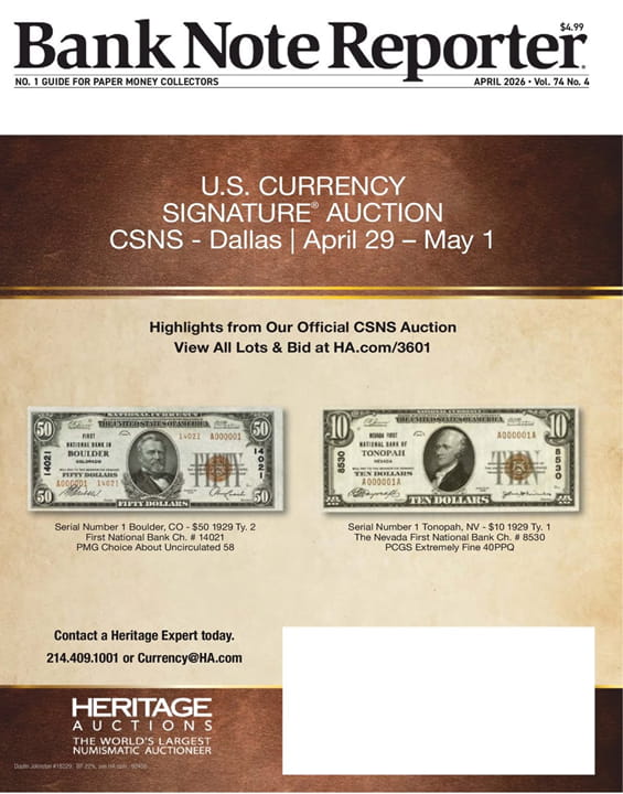 Bank Note Reporter Magazine